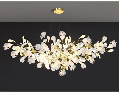 Modern white and gold ginkgo led chandelier dining room light