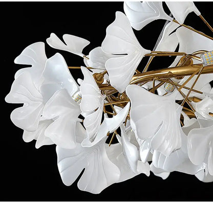 Modern white and gold ginkgo led chandelier dining room light