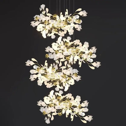Modern white and gold ginkgo led chandelier dining room light