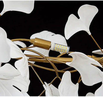 Modern white and gold ginkgo led chandelier dining room light