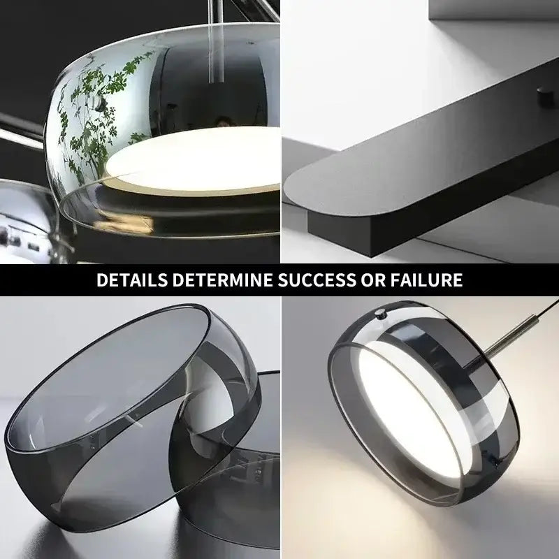Modern black glass dining table pendant light