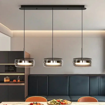 Modern black glass dining table pendant light