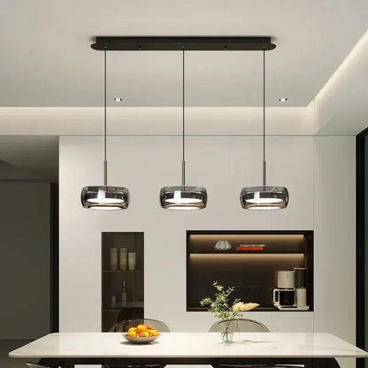 Modern black glass dining table pendant light