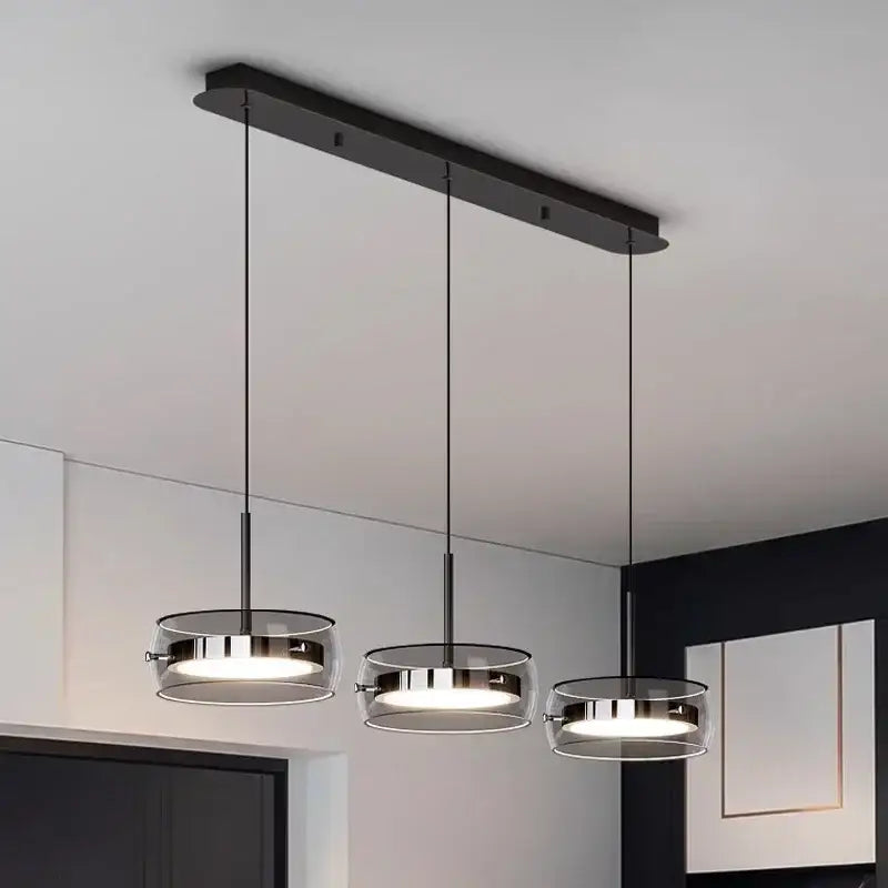 Modern black glass dining table pendant light