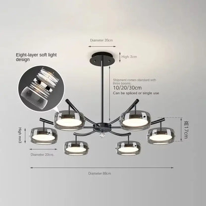 Modern black glass dining table pendant light