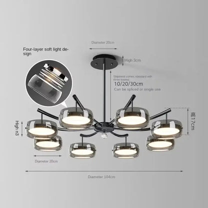 Modern black glass dining table pendant light