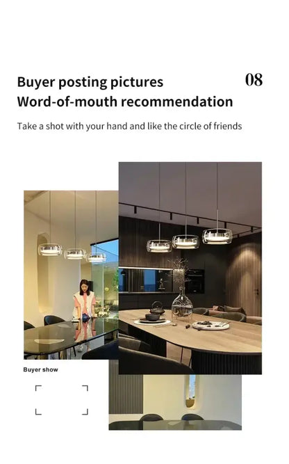 Modern black glass dining table pendant light