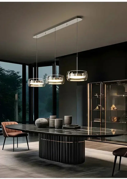 Modern black glass dining table pendant light