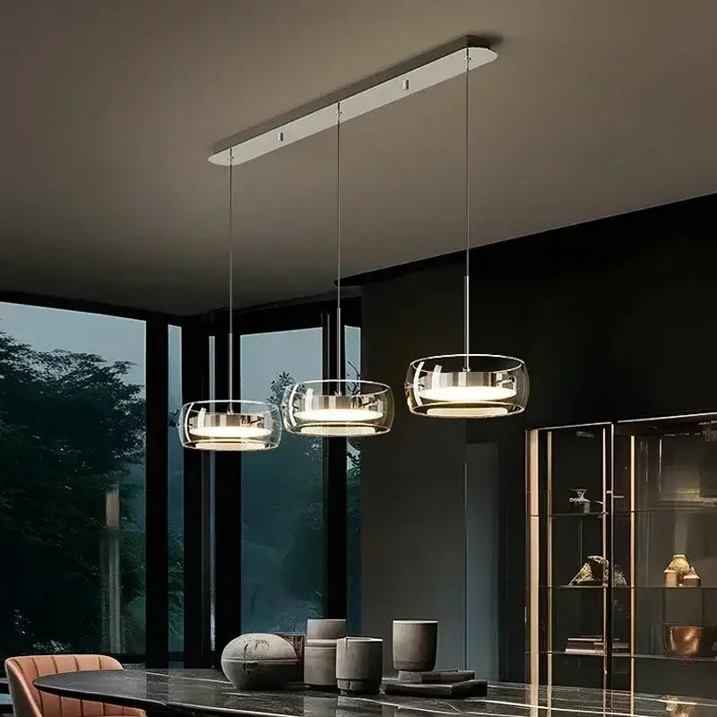 Modern black glass dining table pendant light