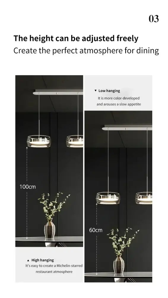 Modern black glass dining table pendant light