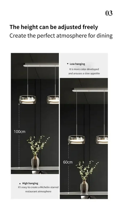 Modern black glass dining table pendant light
