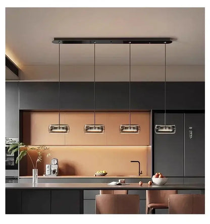 Modern black glass dining table pendant light
