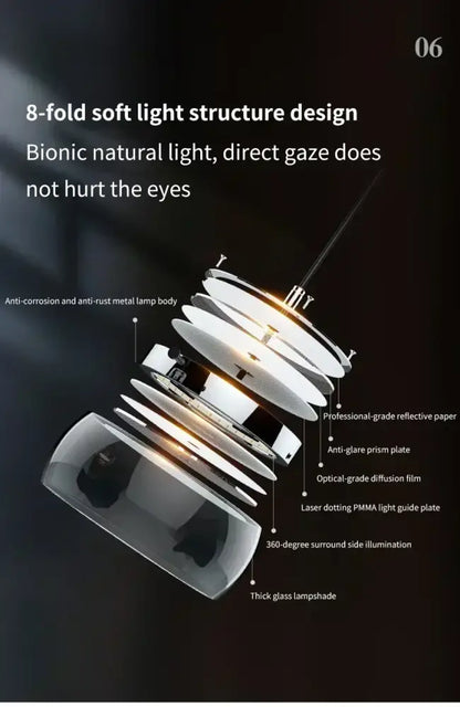 Modern black glass dining table pendant light
