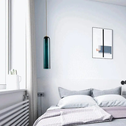 Modern teal & frosted white glass pendant light kitchen lighting solution