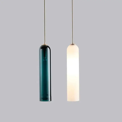 Modern teal & frosted white glass pendant light kitchen lighting solution