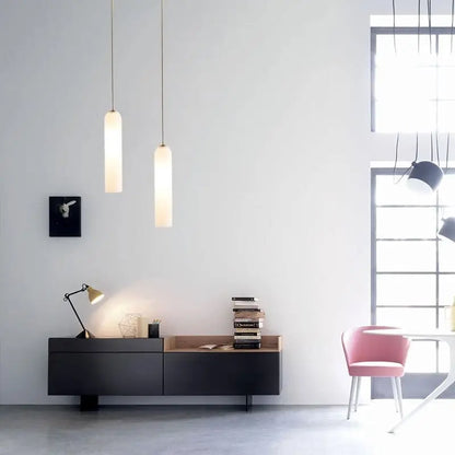 Modern teal & frosted white glass pendant light kitchen lighting solution