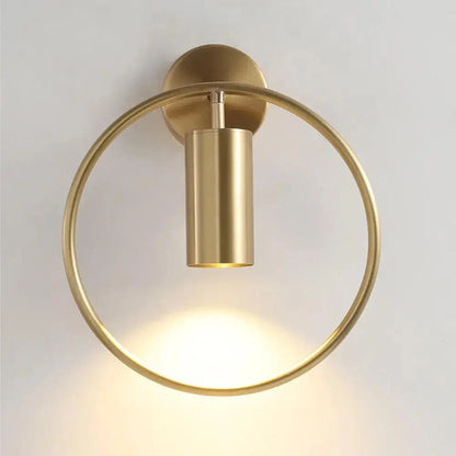 Modern black & gold circular wall sconce bedroom lamp