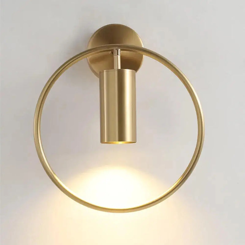 Modern black & gold circular wall sconce bedroom lamp