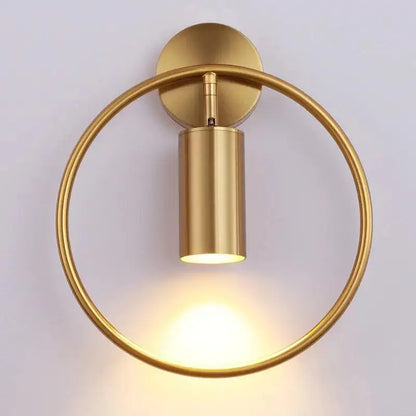 Modern black & gold circular wall sconce bedroom lamp