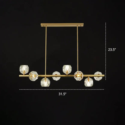 Modern gold pendant light with crystal dome shade – kitchen island