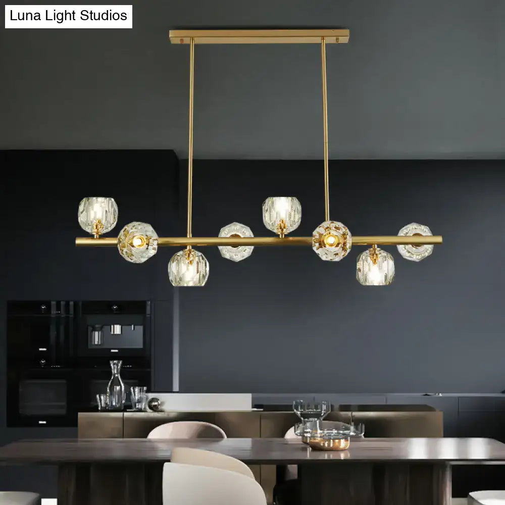 Modern gold pendant light with crystal dome shade – kitchen island