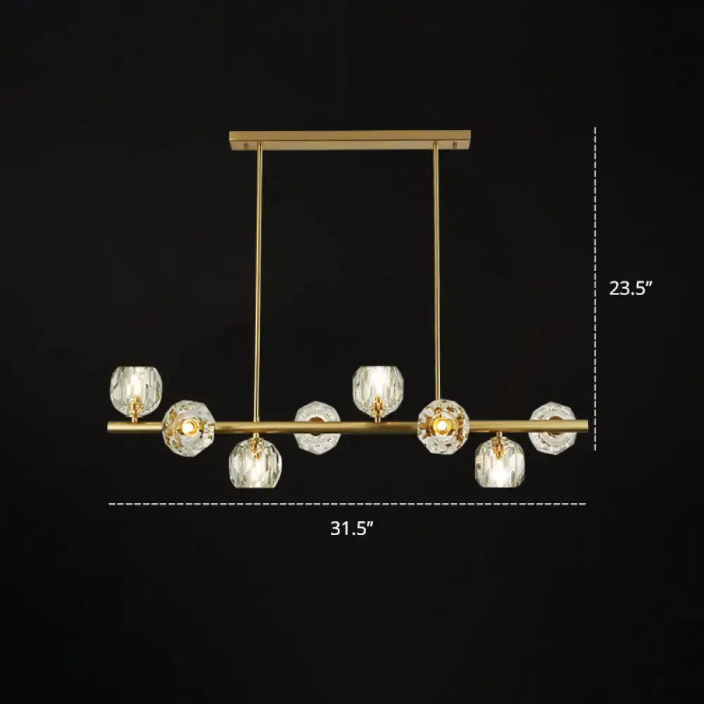 Modern gold pendant light with crystal dome shade – kitchen island
