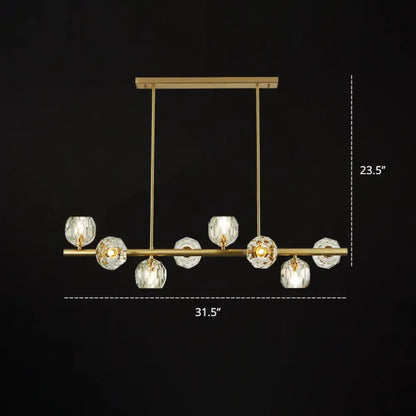 Modern gold pendant light with crystal dome shade – kitchen island