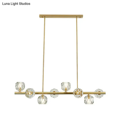 Modern gold pendant light with crystal dome shade – kitchen island