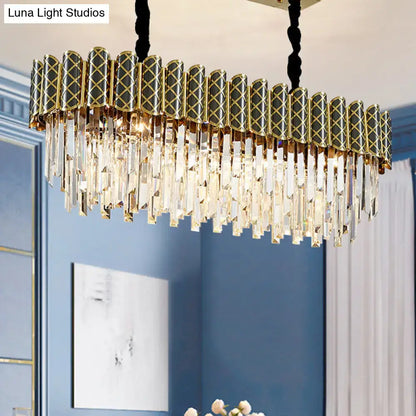 Modern black & gold crystal icicle pendant light kitchen 110v-120v
