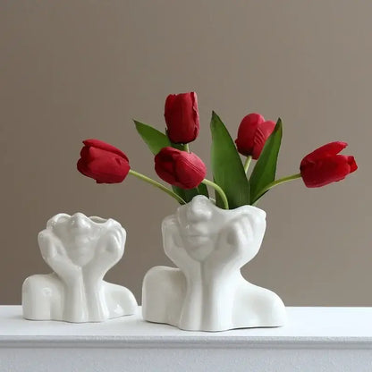 Modern white human body resin vase living room decor