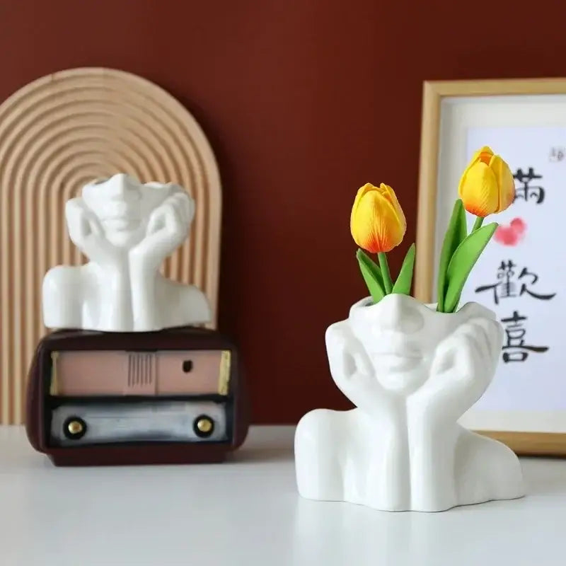 Modern white human body resin vase living room decor