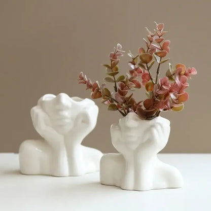 Modern white human body resin vase living room decor