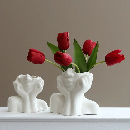 Modern white human body resin vase living room decor