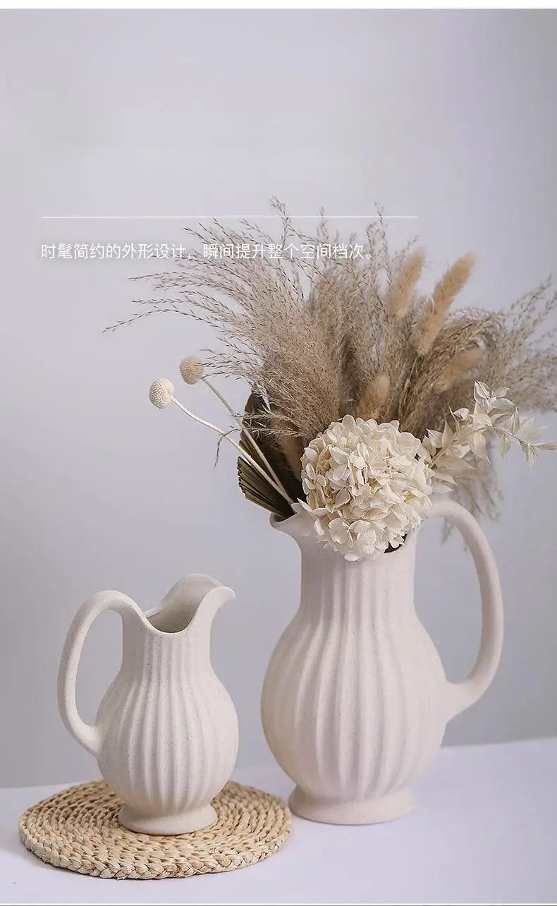 DecorBites™ Modern Ins Style White Ceramic Spiral Vase