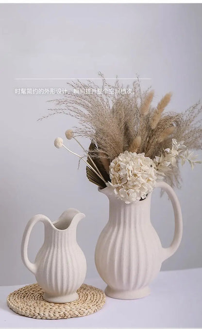 DecorBites™ Modern Ins Style White Ceramic Spiral Vase