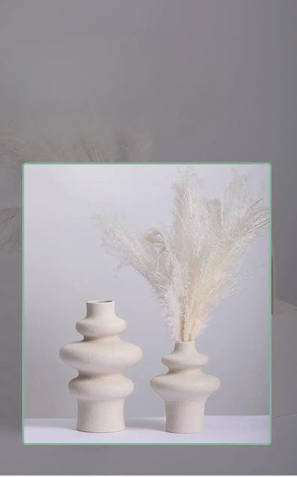 DecorBites™ Modern Ins Style White Ceramic Spiral Vase