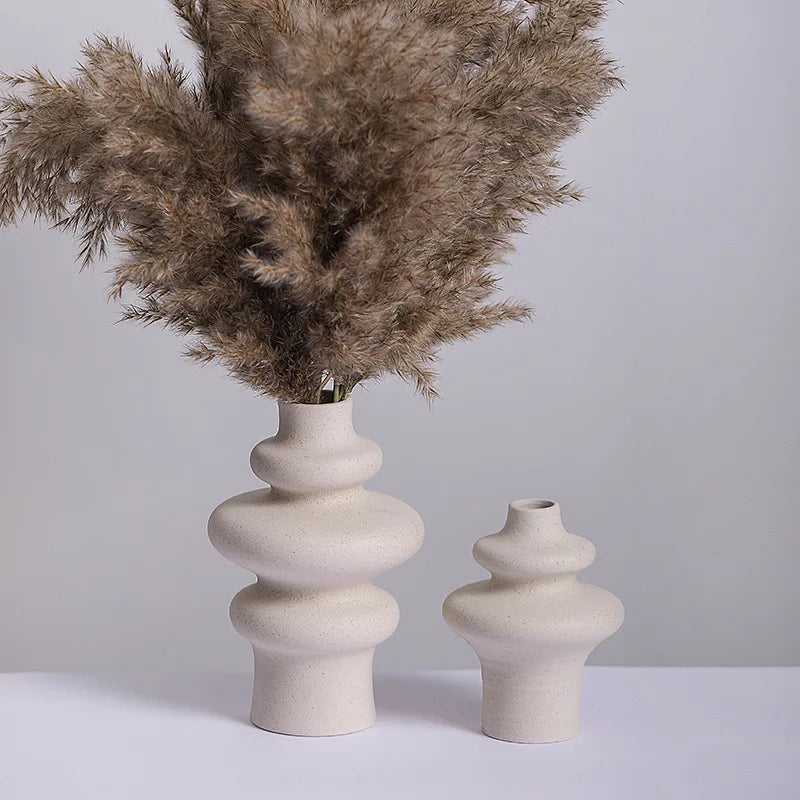 DecorBites™ Modern Ins Style White Ceramic Spiral Vase