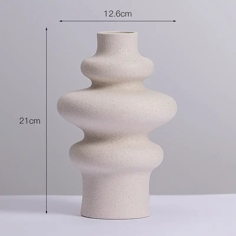 Ins style cream ceramic spiral vase living room decor