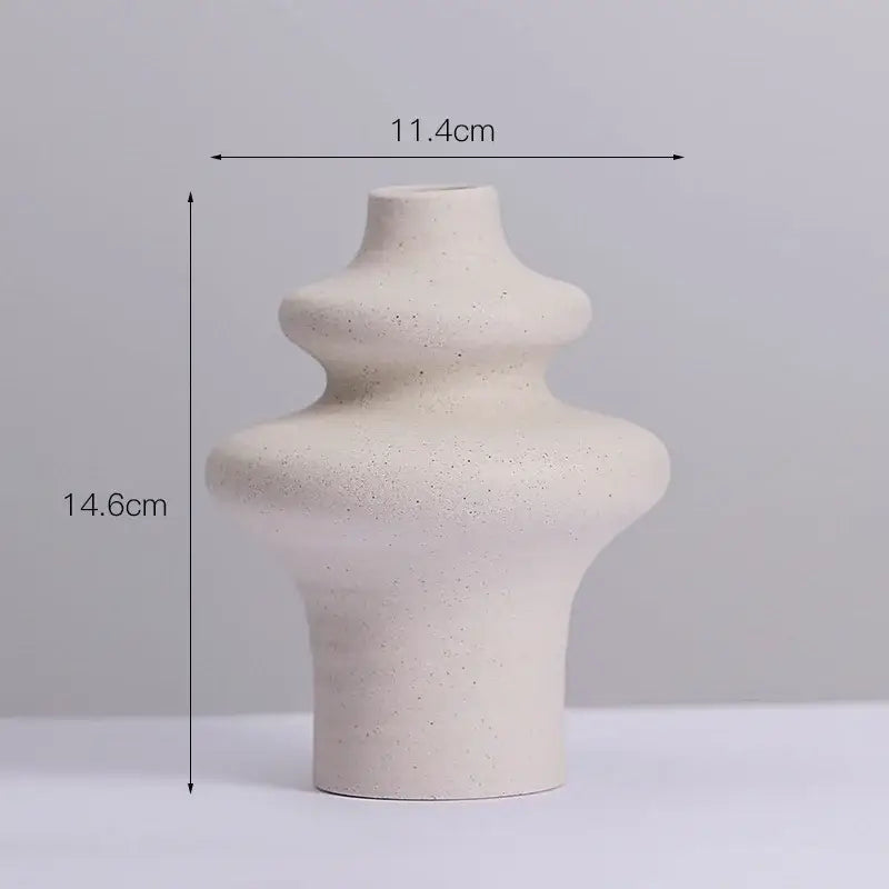 Ins style cream ceramic spiral vase living room decor