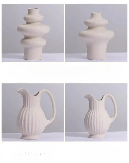 Ins style cream ceramic spiral vase living room decor