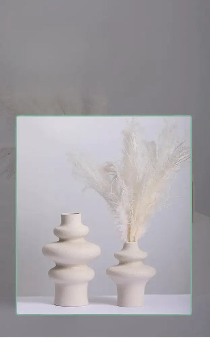 Ins style cream ceramic spiral vase living room decor