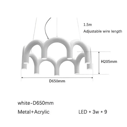Modern blue led arch chandelier dining room pendant light