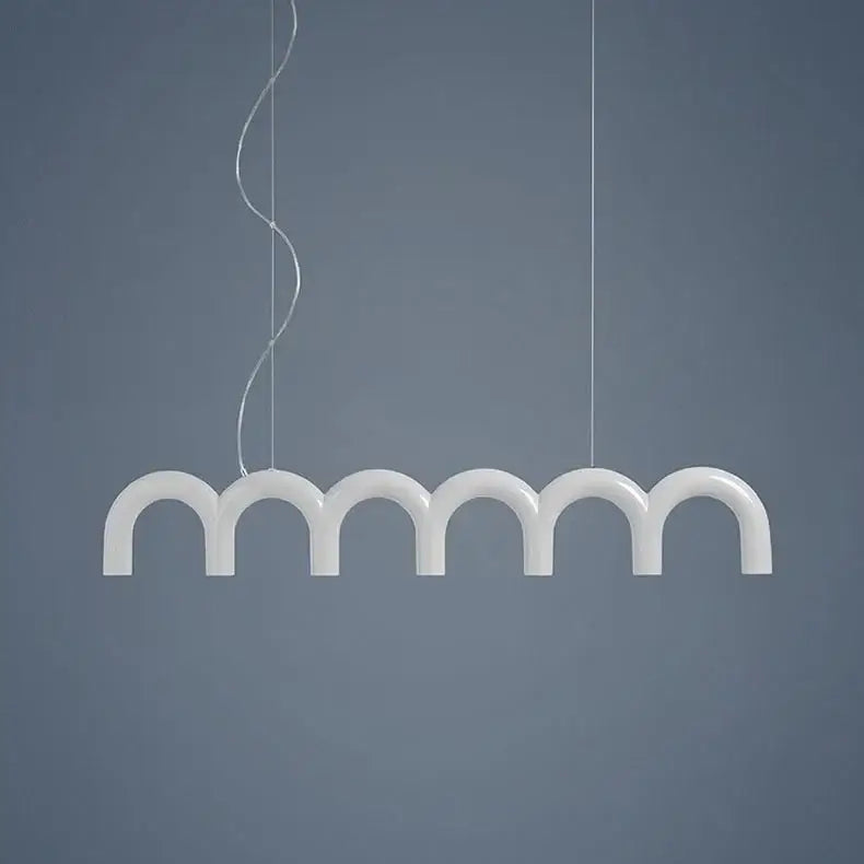 Modern blue led arch chandelier dining room pendant light