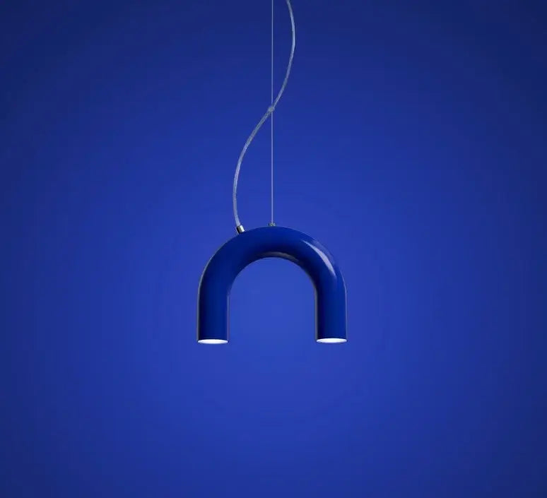 Modern blue led arch chandelier dining room pendant light