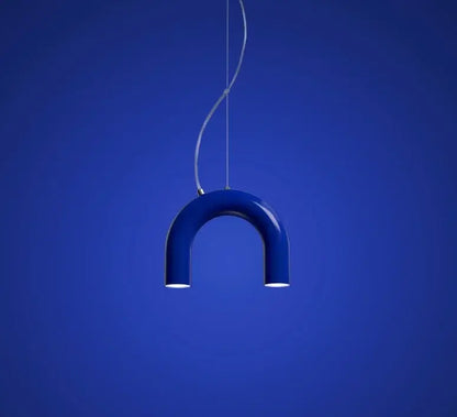 Modern blue led arch chandelier dining room pendant light