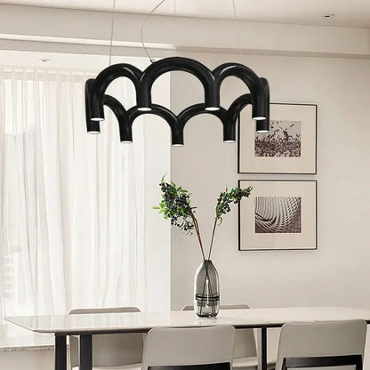 Modern blue led arch chandelier dining room pendant light
