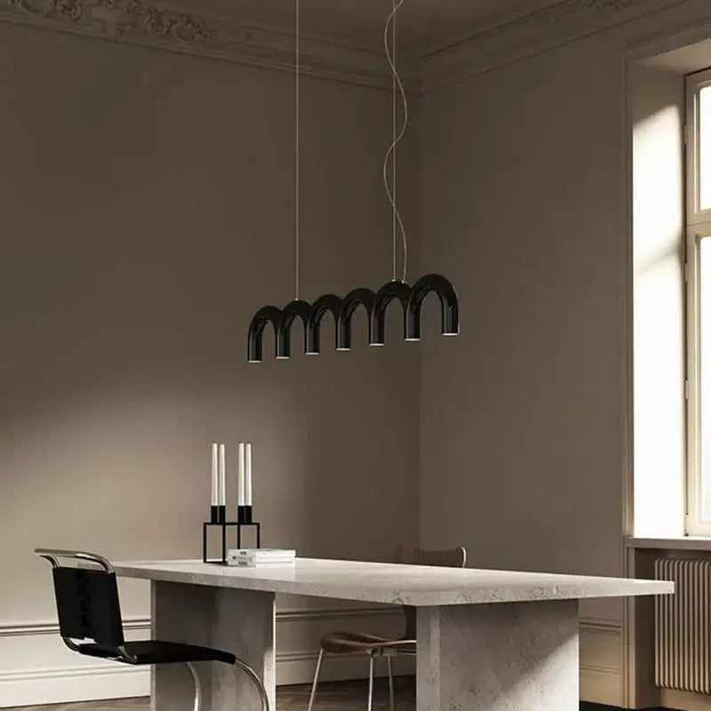 Modern blue led arch chandelier dining room pendant light