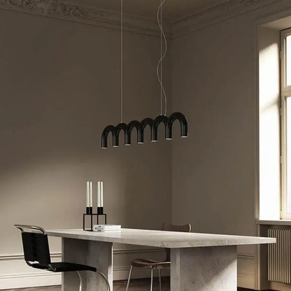 Modern blue led arch chandelier dining room pendant light