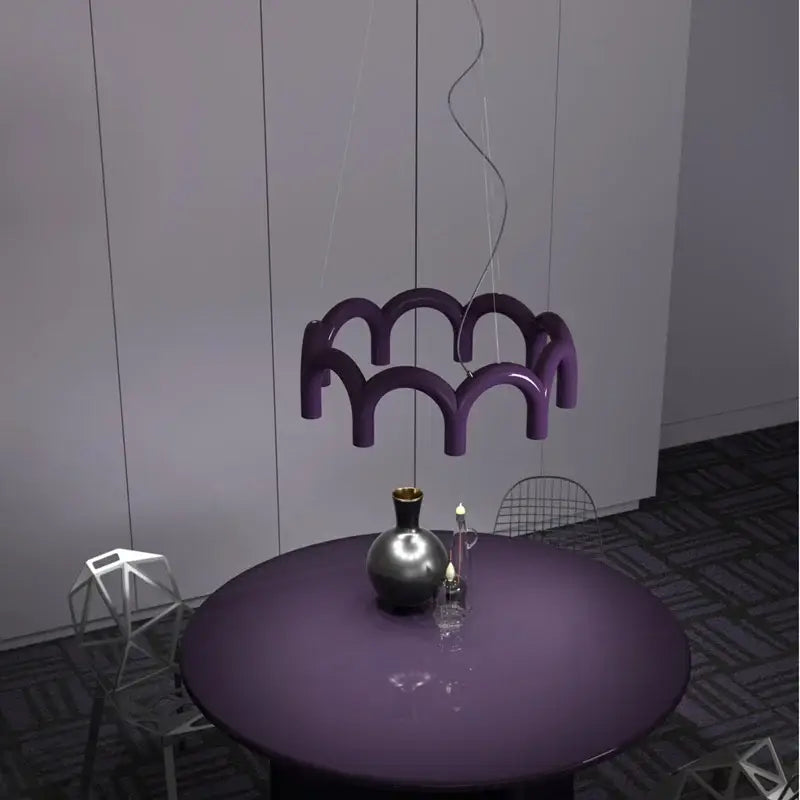 Modern blue led arch chandelier dining room pendant light