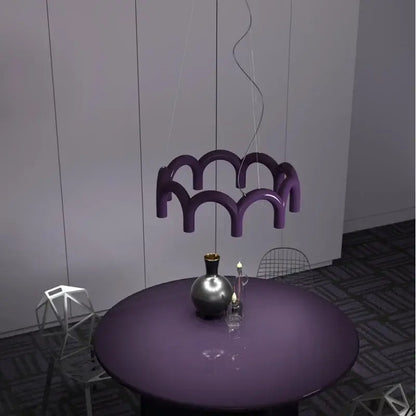 Modern blue led arch chandelier dining room pendant light
